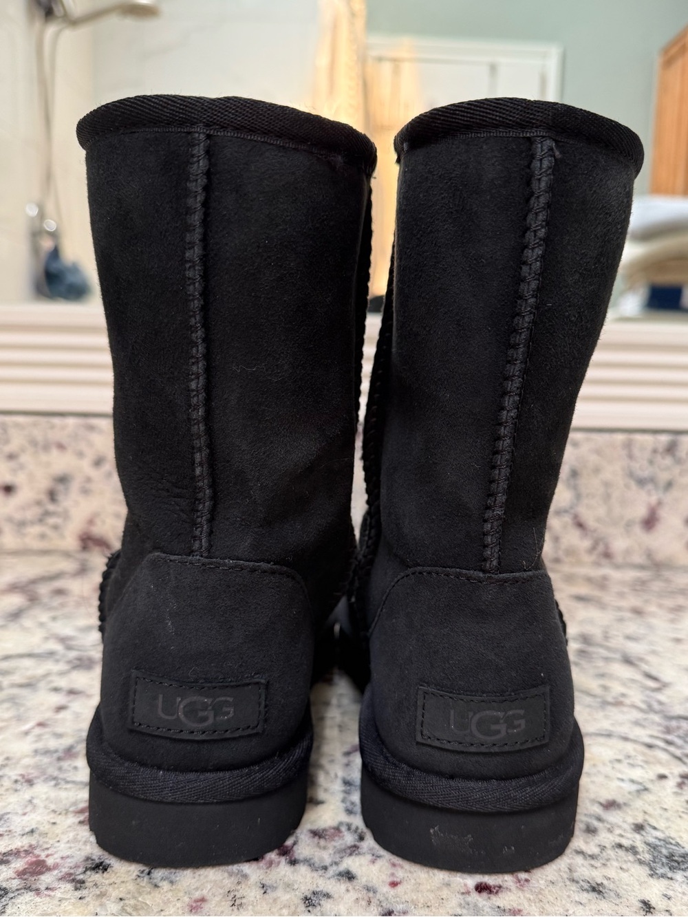 UGG Women’s Classic Short Boots in Black Suede